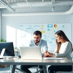 Webflow Agentur entwirft digitale Lösungen in einem modernen Büro mit kreativen Designs.