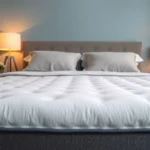 A serene setup highlighting a Sealy foundation king bed with elegant bedding and inviting decor.