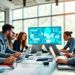 Engaged team providing managed IT services Lakeland in a modern office setup.