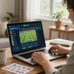 Engaged user betting on Canada online casinos reddit with warm ambiance in relaxing home.