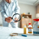 Assessing bed bug treatment cost with a professional pest control expert in a clean bedroom.