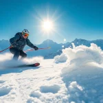 Skier showcasing impressive techniques with stockli skis on powdery terrain.