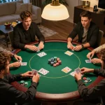 Players enjoying poker at home showcasing Trang chủ MM88 gaming strategies in a friendly atmosphere.