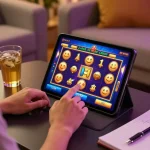 Engaging in Paris888 slot gameplay on a tablet, showcasing a cozy home gaming environment