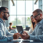 Engaging assistant for enterprise facilitating collaboration in a vibrant office environment.