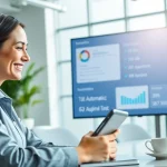 Showcasing the assistant for enterprise with a professional in an interactive office setting.