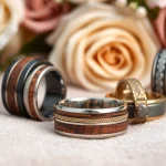 Showcase of Unique Wedding Bands for Men featuring craftsmanship and various materials.