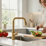 Quality kitchen faucets enhance cooking experience, showcased in a modern kitchen.