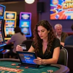 Engaging scene of players at credit card casinos enjoying games with vibrant lighting and dynamic atmosphere.