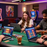 Players exploring Bonus Buy Slots on https://aboutderbyshire.co.uk in a vibrant casino setting.