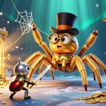 Baccarat888 offers an exciting view of a golden tarantula and beetle knight in a casino-themed world.