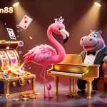Engage in thrilling gameplay with rtp spaceman88, featuring vibrant casino elements and dynamic characters in a captivating scene.